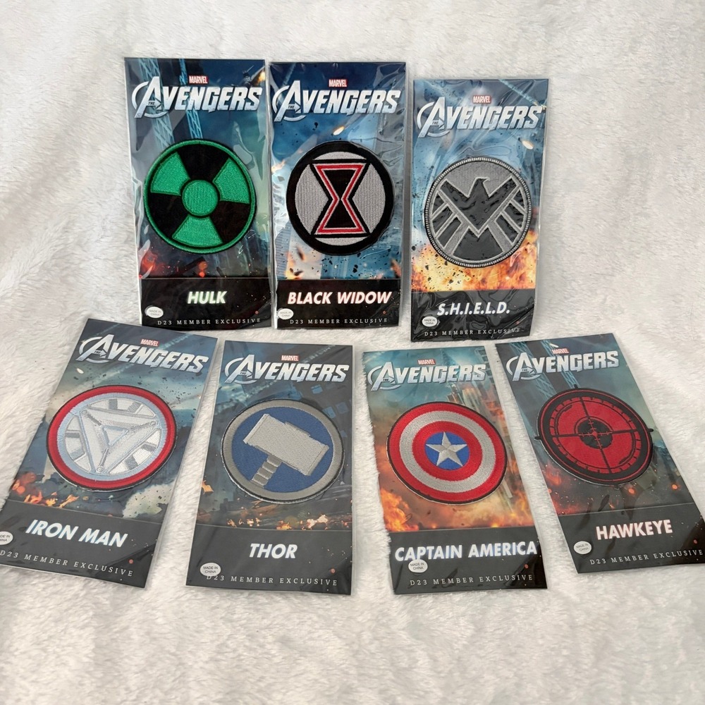 Marvel Avengers‎ Patches Disney D23 Member Exclusive Set of 7 Multicolor Symbols